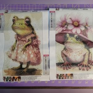 Two Fancy Frog Diamond Art Kits 6" x 9" Round Drills New